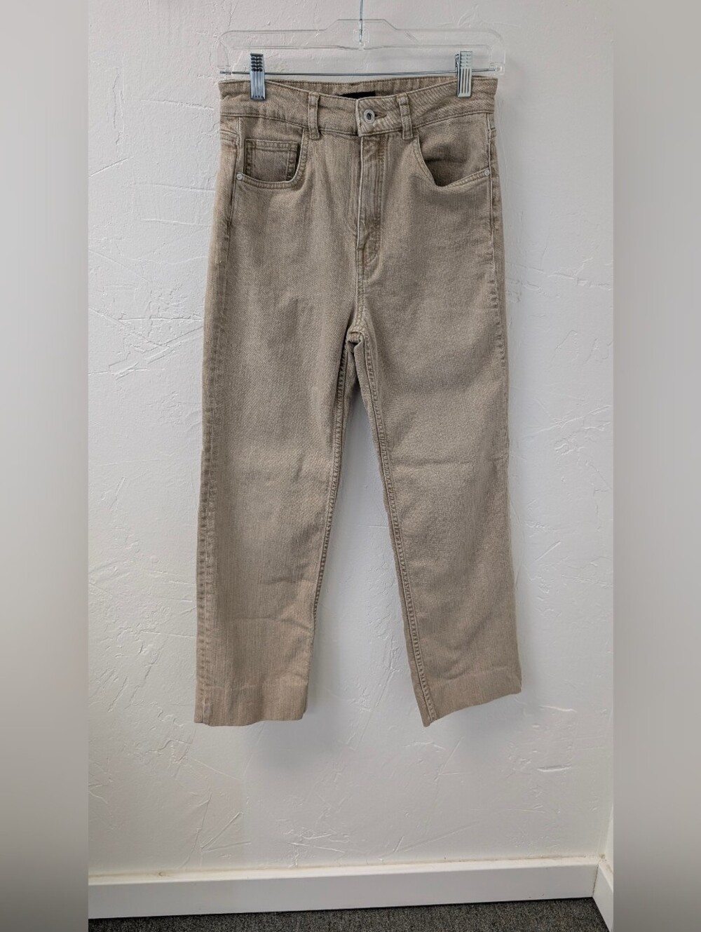 Massimo Dutti Beige Cropped Straight Leg Jeans Size 4